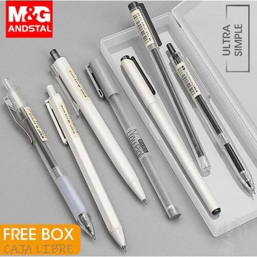 M&G 10/20pcs Ultra Simple Style Gel Pen Set 0.35 0.38 0.5mm free box Ink Black Gel Pens for Office School Japanese gelpen