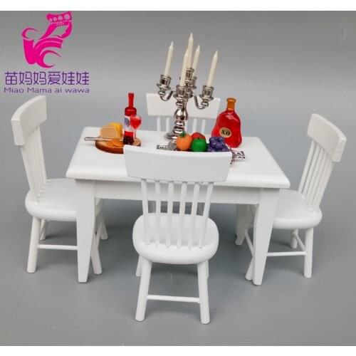 1:12 doll house furniture dining room table and chair set 1/12 bjd doll mini furniture diy accessories