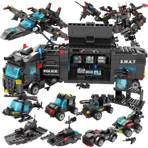 Police Military Missiles Model Building Blocks Armoured Vehicle Tank Army Weapon Plane WW2 War1 i ii 2 SWAT bricks set kids toys