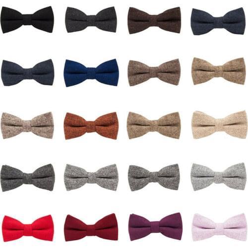 Men Wool Cotton Pre-tied Bowtie Wedding Party Tuxedo High Quality Bow Neck Tie BWTQN0306