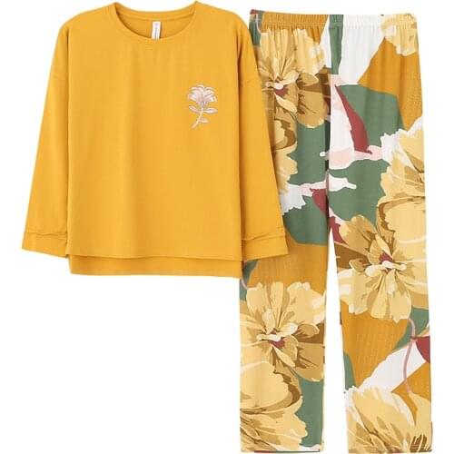 Autumn winter women pyjamas home clothes plus size sleepwear set long sleeve pajamas for women pijama sets 100% cotton pijamas