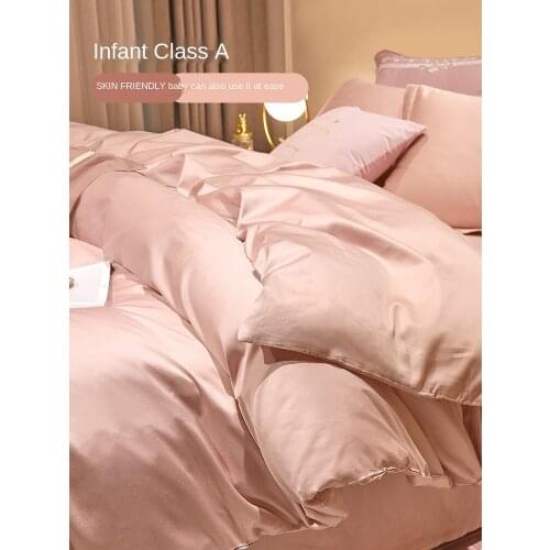 Zq All Cotton Pure Cotton Four-Piece Quilt Cover Fitted Sheet Sanded Sheets Bedding Autumn and Winter