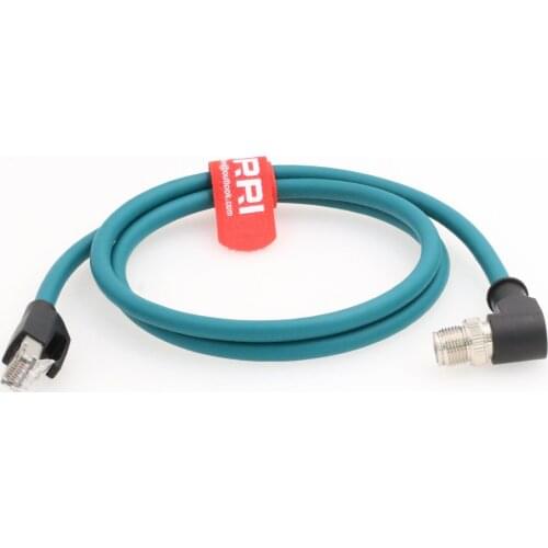 Right angle M12 X-coded 8pin to RJ45 Industrial Ethernet Cat6 Cable for Machine Vision