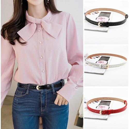 New Harajuku Women PU Leather Belt Alloy Pin Buckle Breathable hole Ladies Waist Belts Dress Trouser Jeans Wild Female Waistband