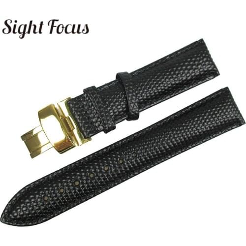 Black Lizard Grain Calf Skin Leather Watch Band Men14mm 16mm 18mm 20mm Watch Straps for Movado Wrist Watch Belts Bracelet Reloj