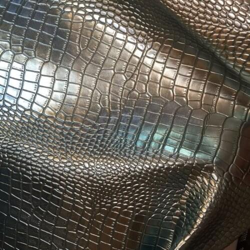 Synthetic PVC Metal coating crocodile embossed imitation leather material