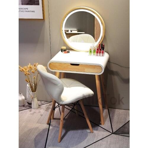 Nordic dresser for bedroom 60/80cm dressing table apartment modern minimalist single mini dressing table with light mirror