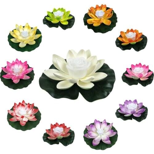 18/28cm Artificial Floating Lotus Solar Powered Night Light LED Energy Saving Lotus Lamp for Garden Pool Pond Garden Decoration