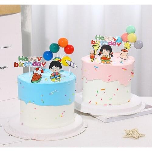 Cake Decoration Refreshing Summer Watermelon Girl Water Gun Boy Suit Birthday Cake Plug-in Gift