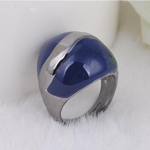Top Quality Zinc Alloy Deep Blue Color Enamel Womens Cocktail Finger Rings Charm Nice Fashion Jewelry New