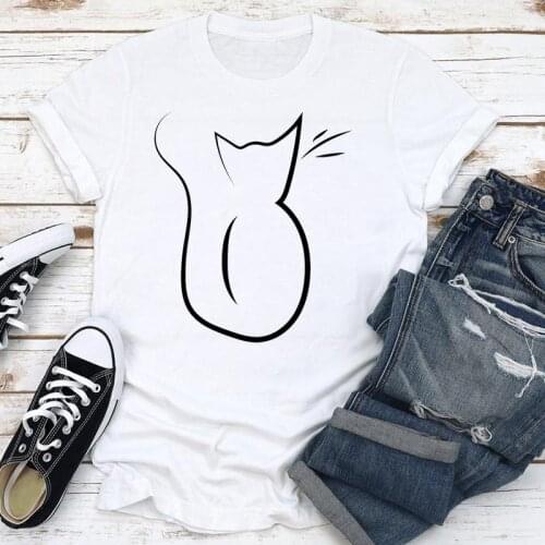 Women Clothes Cartoon Cat Pet Animal 2021 90s Fashion Short Sleeve Clothing Summer Print Tshirt Female Tee Top Graphic T-shirt