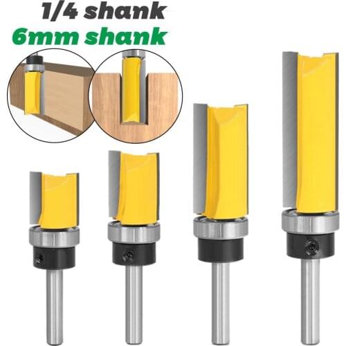 1PC 1/4" 6.35MM 8MM Shank Milling Cutter Wood Carving Flush Trim Router Bit Pattern Bit Top Bottom Bearing 3/4" Blade Template