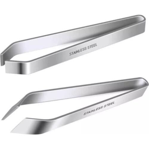 2 Pieces Fish Bone Tweezers, Stainless Steel Flat and Slant Tweezers Pliers Remover Tool (4.6") Kitchen Gadgets Tools
