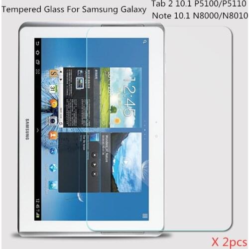 2pcs Tempered Glass Screen Protector For Samsung Galaxy Tab 2 10.1 P5100 P5110 Note 10.1 N8000 N8010 Tablet Protective Film