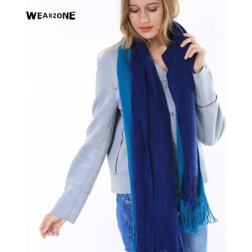 2016 Fashion Gentlemen Winter Warm Solid Tassels Scarf 6 colors Women Bicolor Patchwork Male Shawl Cable Knit scarves 160*23cm