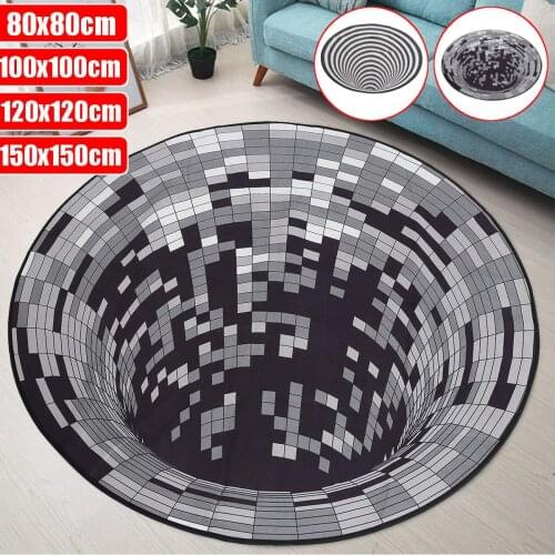 3D Swirl Illusion Rug Swirl Print Optical Grid Illusion Black&White Stereo Vision Mat Doormat Mats for Home Table Sofa Non-Slip