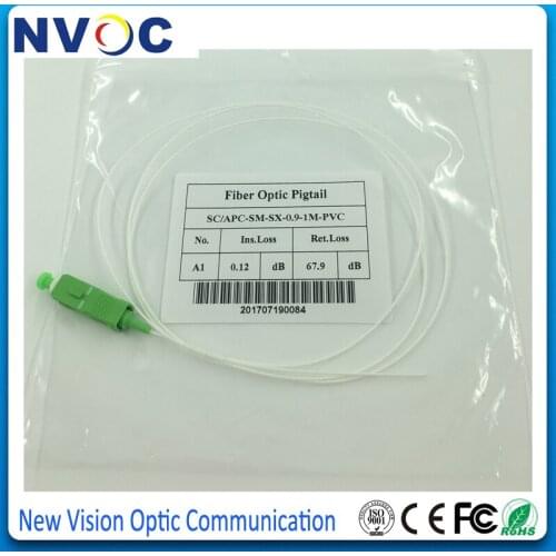 50Pcs/Lot,SC/APC Pigtail,SM,simplex,0.9 mm,1M,PVC Jacket,Singlemode Simplex PVC 0.9mm 1 Meter SC/APC Fiber Optic Pigtail