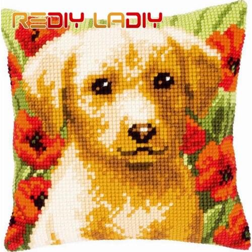 5D Cross Stitch Cushion Cover In Flower Field Pillows DIY Chunky Cross-Stitch Kits 100% Acrylic Yarn Pillow Case Hobby & Crafts