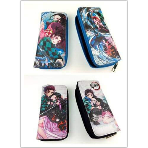 Anime Demon Slayer Logo Wallet New Credit Card Long Purse Unisex Zipper Wallet Boys Girls Coin Purse