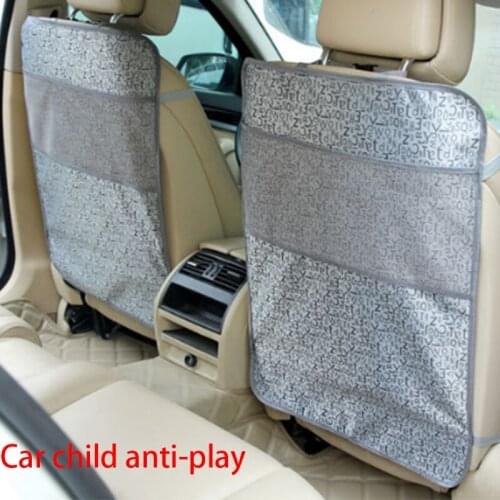 Car anti-kick pad child safety seat mat anti-kick anti-dirty car mat with net pocket storage bag