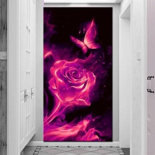 Fantasy Butterfly Fire Rose full square round diamond painting set flowers mosaic rhinestone Embroidery Wall StickersZP-2308