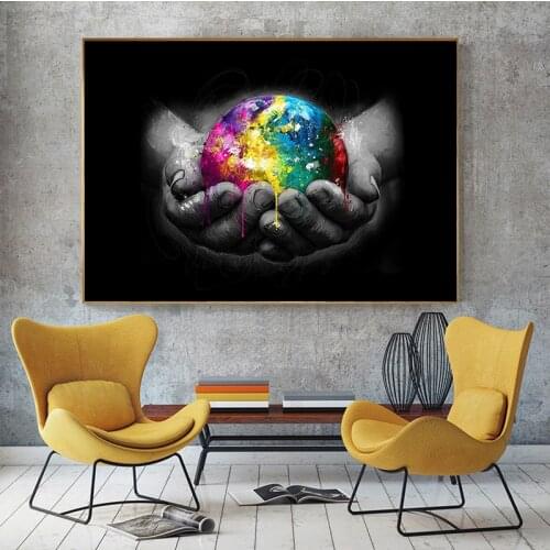Holding The Earth Wall Art Decor Graffiti Art Abstract Canvas Painting Posters and Prints Wall Paintings Designs for Living Room