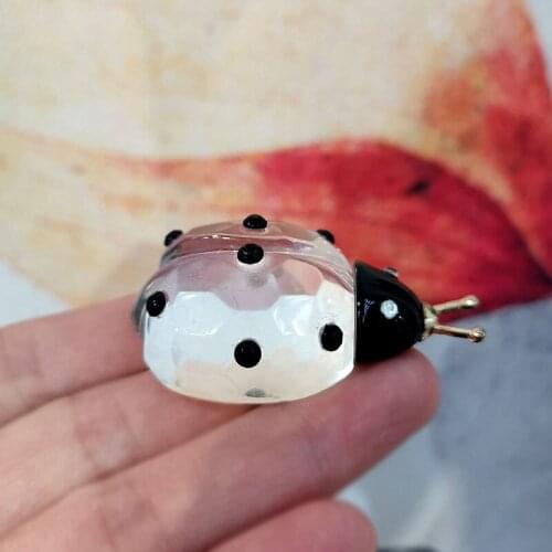 Crystal Ladybug Paperweight Glass Insect Figurine Decorative Animal Ornament Home Wedding Decoration Crafts Souvenir Kids Gift
