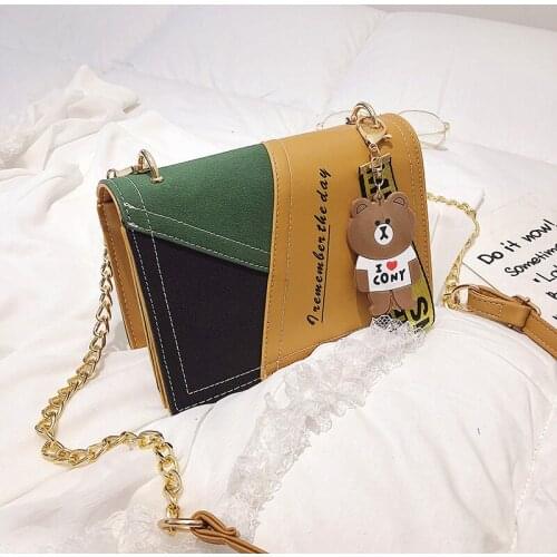 JOFEANAY Retro Matte Patchwork Crossbody Bags for Women Messenger Bags Chain Strap Shoulder Bag Lady Small Flap criss-cross Bag
