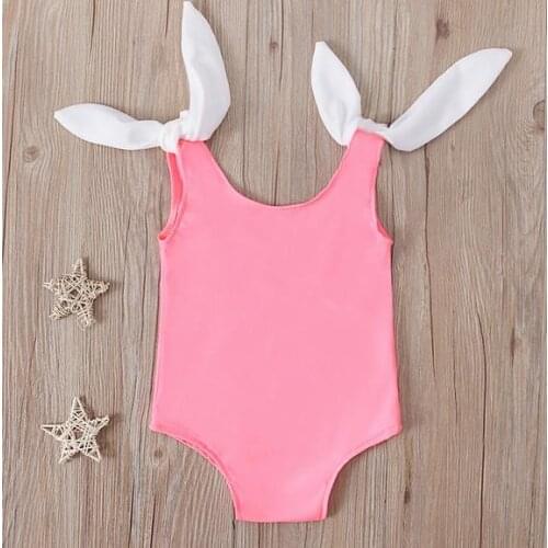 Summer Girls Suspender Solid Color Halter Swimsuit Girls U-Neck Sleeveless Bow-Knot Summer Swimsuit 9 Months To 4 Years Old