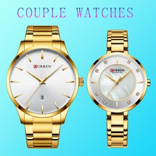 Couple Watch Set 2020 Curren Watches For Man And Woman Minimalist Golden Watches For Lovers Business Wristwatch Relogio Feminino