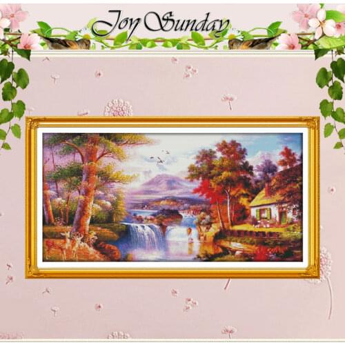 Golden scenery (4) Patterns Counted Cross Stitch 11 14CT Cross Stitch Set Wholesale Cross-stitch Kit Embroidery Needlework