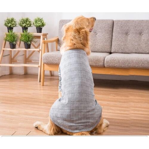 Spring and Autumn Dog Clothes Golden Wool Plaid Sweater Samoyed Coat