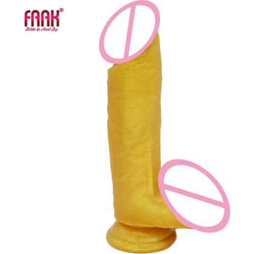 FAAK huge dildo 2020 new golden realistic penis female masturbate vagina stimulate anal dildo with suction cup adult sex product