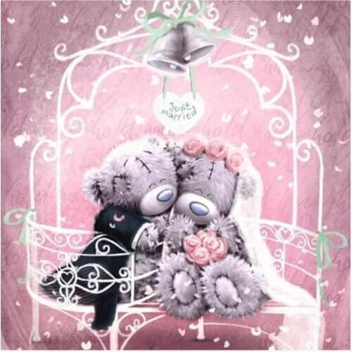 Full 5D Diy Daimond Painting Cross-stitch Sweet Wedding 3D Diamond Painting Round Rhinestone Painting Embroidery Diamant Bear