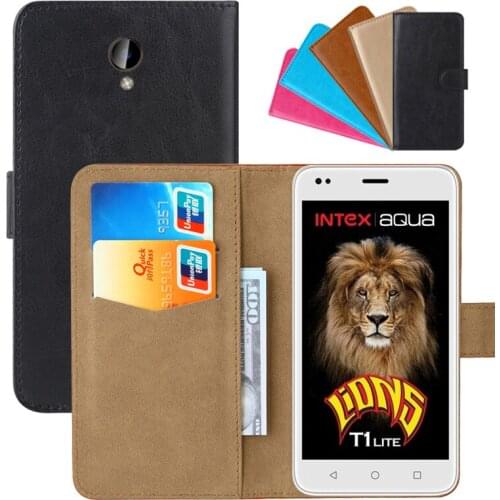 Luxury Wallet Case For Intex Aqua Lions T1 Lite PU Leather Retro Flip Cover Magnetic Fashion Cases Strap