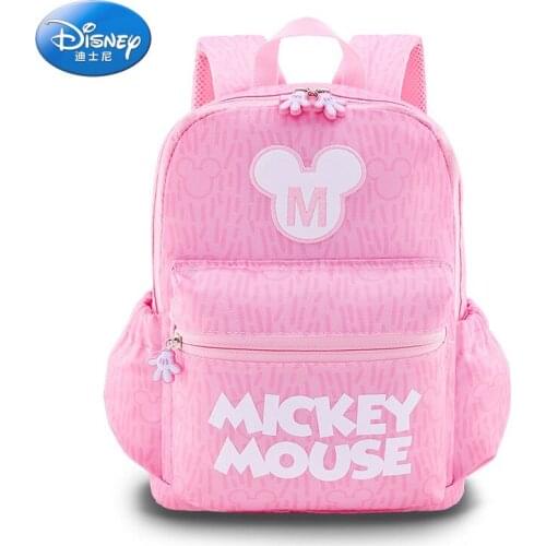 Disney Mickey Mouse Backpack Large Capacity Minnie Mouse Waterproof Anti-Lost Bag Children Student Schoolbag Lightweight Handbag