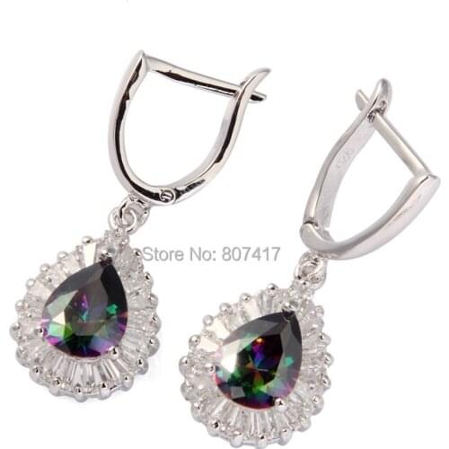 SHUNXUNZE Cute dangling christmas Engagement Wedding earrings for women dropshipping Rainbow Cubic Zirconia Rhodium Plated R712G