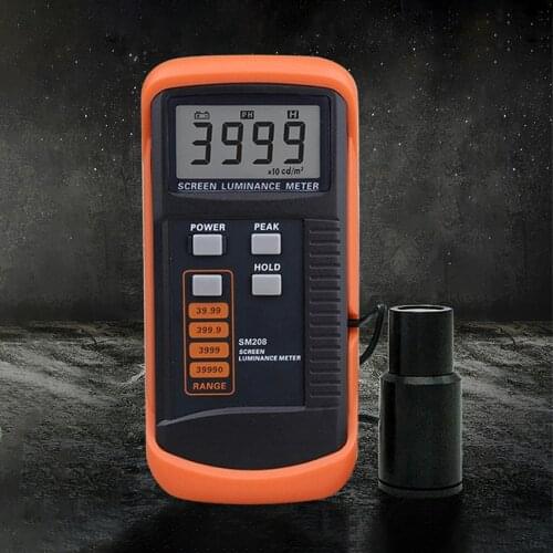 SM208 Screen Luminance Meter Screen Brightness Tester Fluorescent Transmission Tester TV Brightness Tester 9V 0.01～39990cd/m2