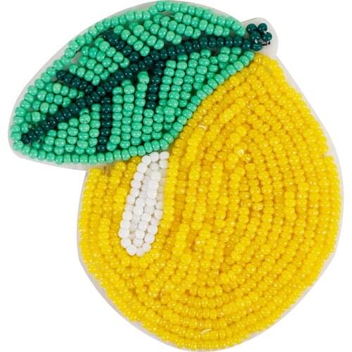 Beaded Lemon Badges for Women Brooches Fruits Patches for Kids School Suit Decorated Craft Sewing Appliques 10 pieces