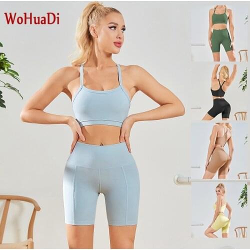 WOHUADI 2021 Sexy Women Colthing Yoga Suit Shorts Set Sportswear Gym Fitness Sport Bra Tracksuits Outdoor Running High Quality