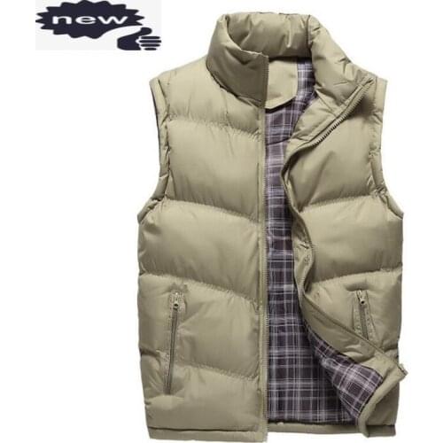 Jacket Sleeveless Vest Winter Spring Casual Coats Male Cotton-Padded Mens Vests Zipper Men Thicken Waistcoat 4XL