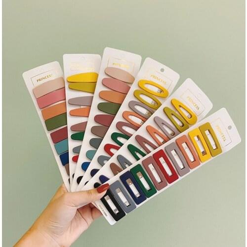 10pcs/pack Simple Candy Color Geometric Hairpins Women Barrette Hairgrips Girls Hair Clips Headdress Hair Accessories