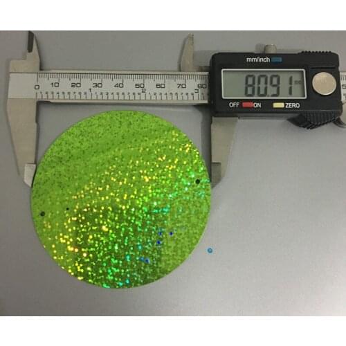 15pcs Apple Green Laser Large Round Sequins 80mm PVC Flat Sequins Artesanatos Accessories With 2 Holes for wedding Craft