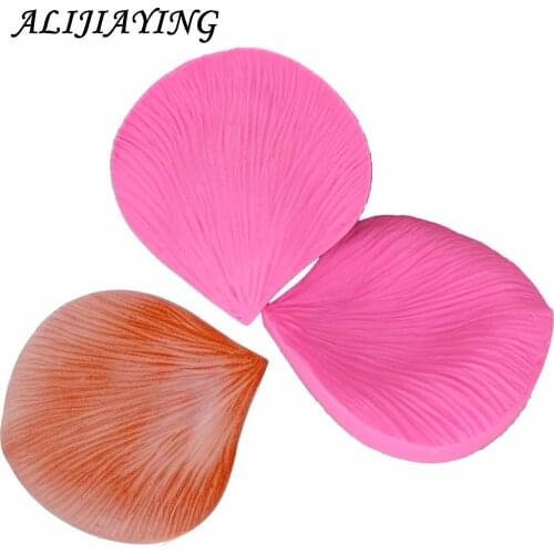 2Pcs/set Big Rose Flower petal Silicone Fondant Molds Leaf stamper Cake Decorating Tools suitable for polymer clay D1285