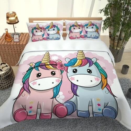 2020 Hot Style Bedding Set 3d Digital Unicorns Pattern 2/3pcs Duvet Cover Set Single Twin Double Full Queen King Bedding