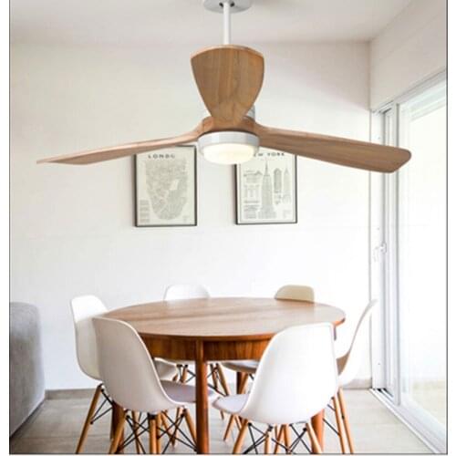 220V LED Ceiling Fan For Living Room Nordic Wooden Ceiling Fans With Lights 52 Inch Blades Cooling Fan Remote Fan Lamp