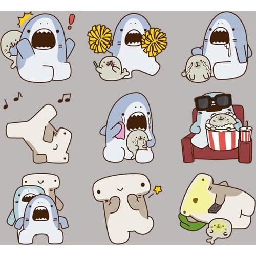 24 Funny Jaws Scrapbook Stickers for Children, DIY Laptop Suitcase Skateboard Motorcycle Bike Toys