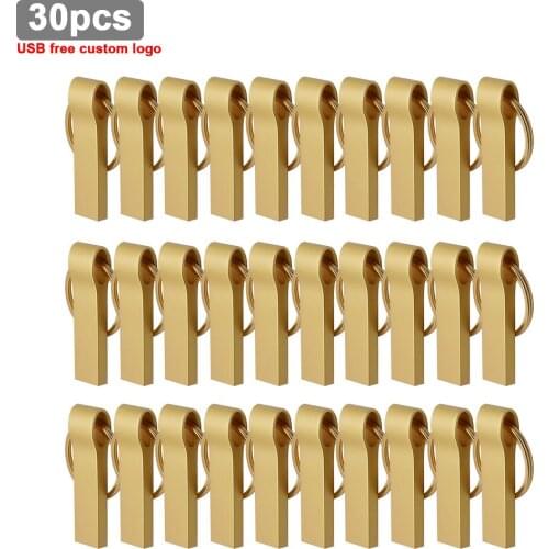 30pcs/lot Free Custom Logo Metal Usb flash drive 64GB 32GB pendrive 128GB Cle USB Flash Stick Pen Drive 16gb 32gb 64gb U Disk