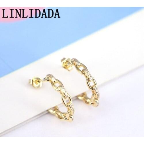 4Pairs, Gold / Silver Color Circle Metal Stud Earrings Jewelry CZ Micro Paved Cubic Zircon Fashion Earrings