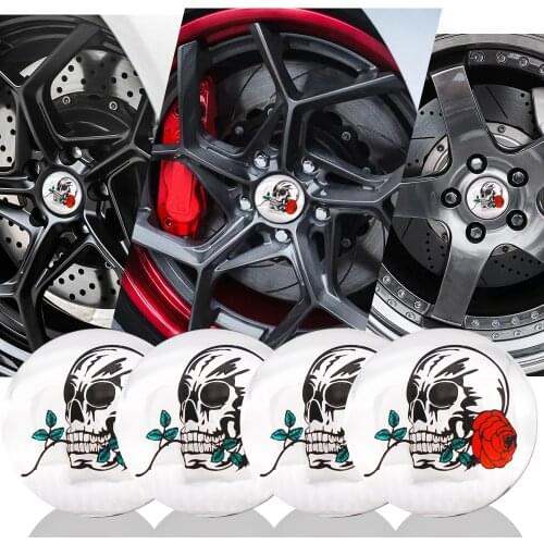 4pcs 56mm Cool Car styling Skull rose Logo Aluminum alloy Car wheel center hub caps Aluminum Emblem Badge Sticker Car Accessory